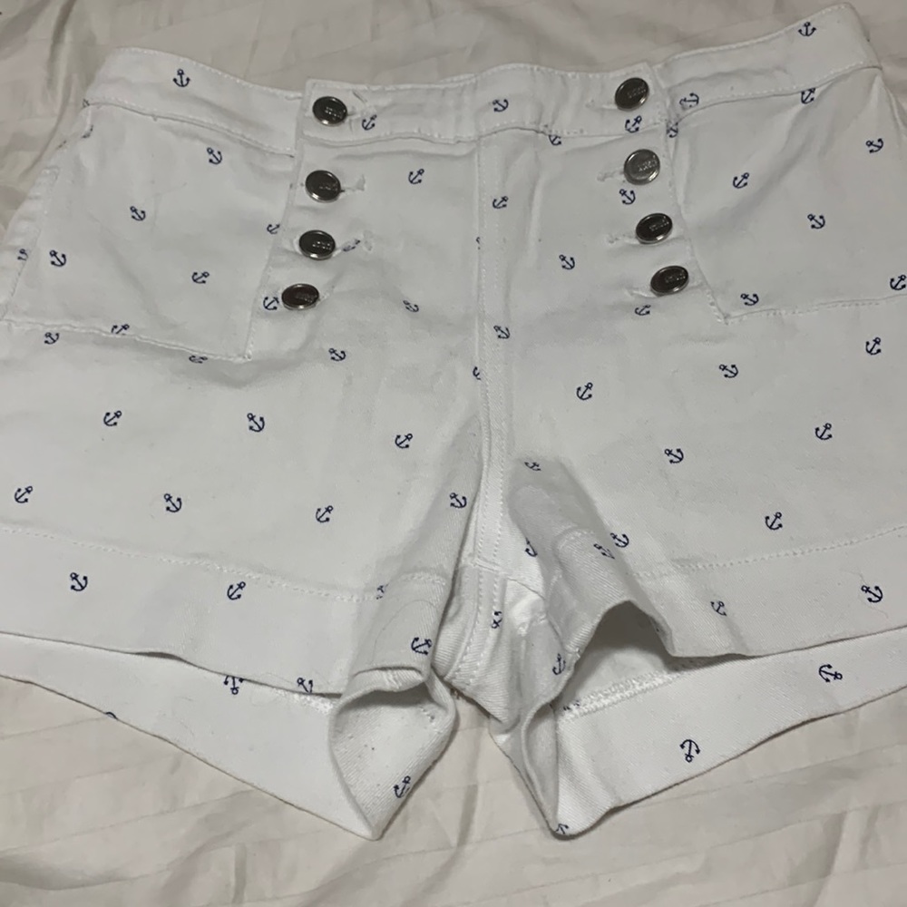 Navy Style Button Shorts